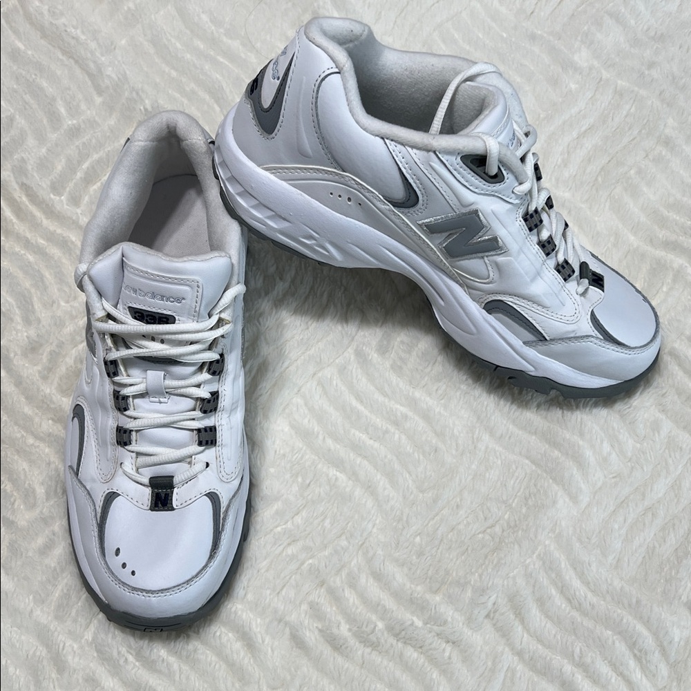 New Balance 336 Men’s Sneakers White Gray Size 9 Leather Running Walking Shoes